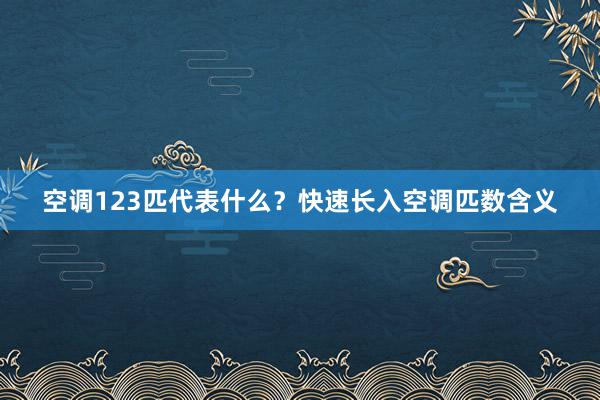 空调123匹代表什么？快速长入空调匹数含义